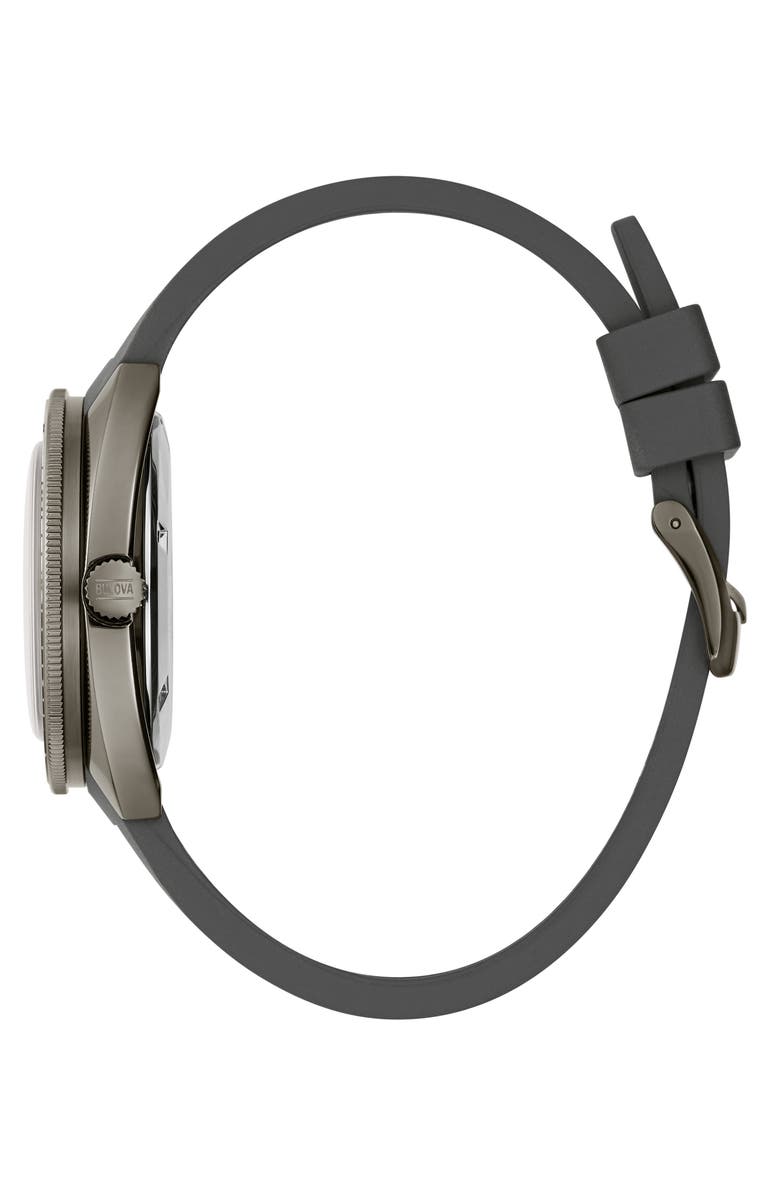 BULOVA Oceanographer Automatic Silicone Strap Watch, 41mm, Alternate, color, Gray