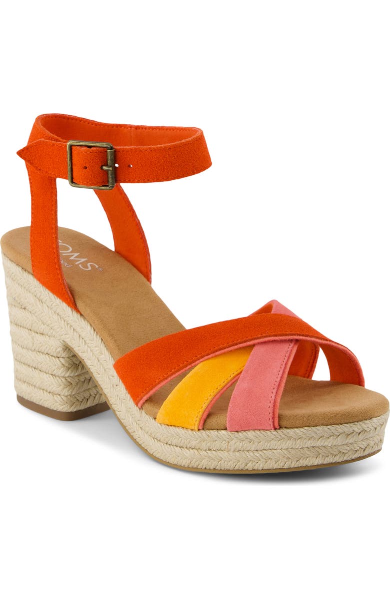 TOMS Majorca Ankle Strap Platform Sandal, Main, color, Red