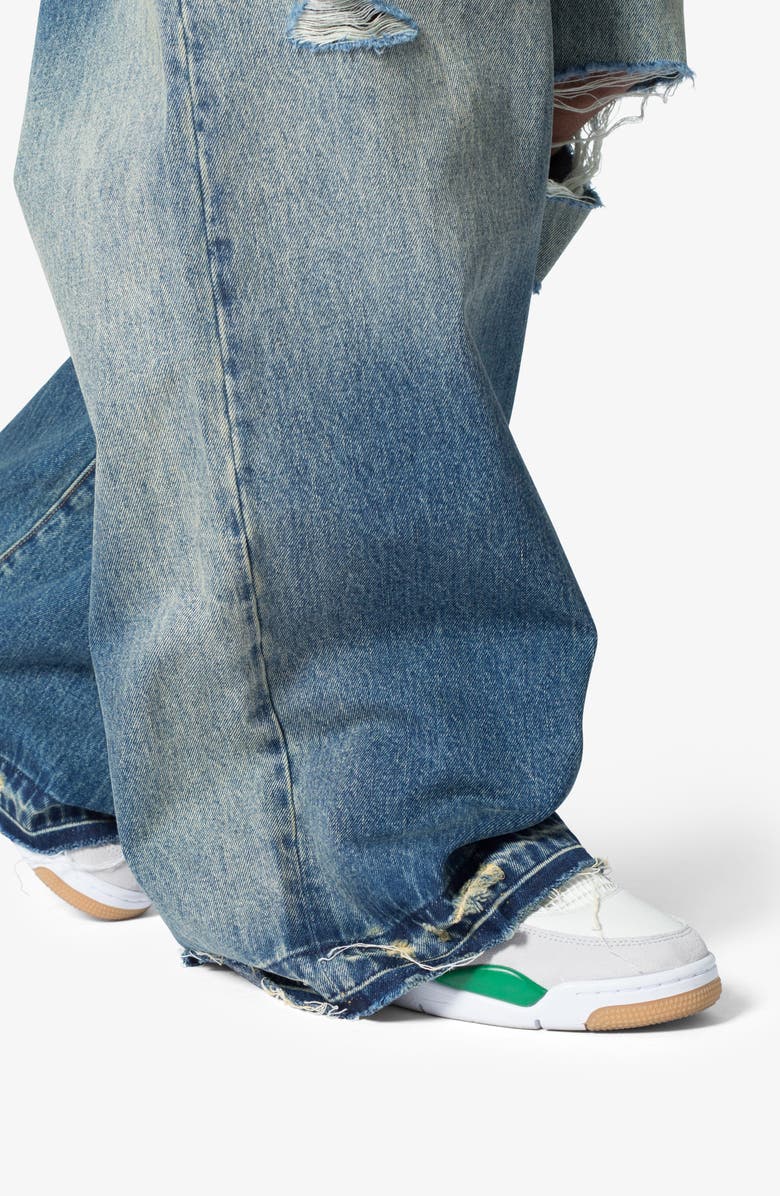 mnml Baggy Rave Ripped Wide Leg Jeans, Alternate, color, Blue