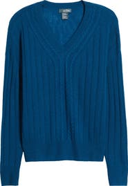 Griffen Cable Wool 
Cashmere V-Neck Sweater