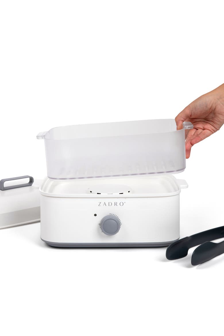 Countertop Towel Steamer with Tongs, Alternate, color, White/Gray