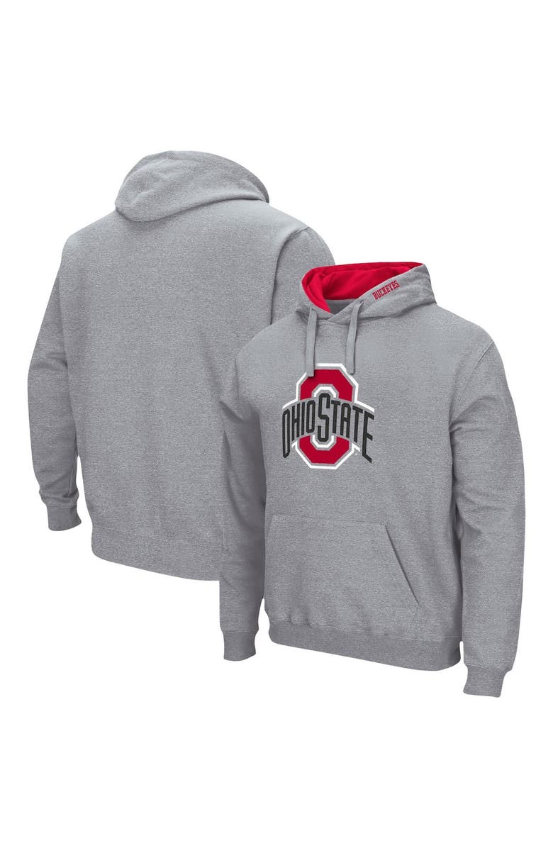COLOSSEUM Men's Colosseum Heather Gray Ohio State Buckeyes Arch & Logo 3.0 Pullover Hoodie, Main, color, Heather Gray