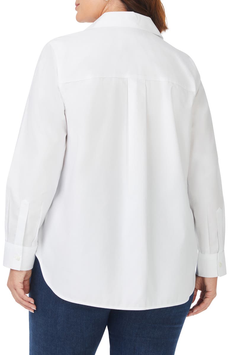 Foxcroft Boyfriend Non-Iron Cotton Blouse, Alternate, color, White
