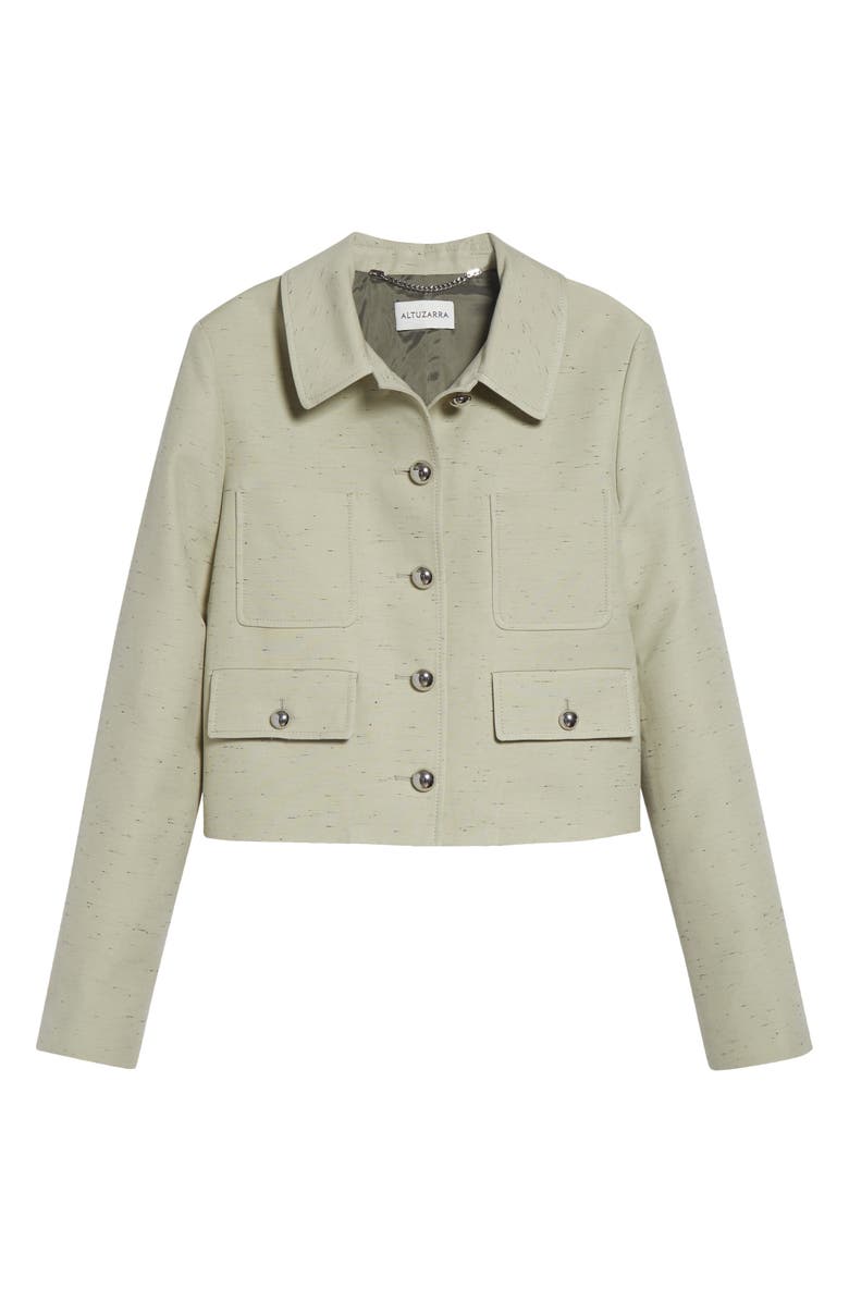 Altuzarra Astley Crop Flecked Cotton Blend Jacket, Main, color, Green Lily