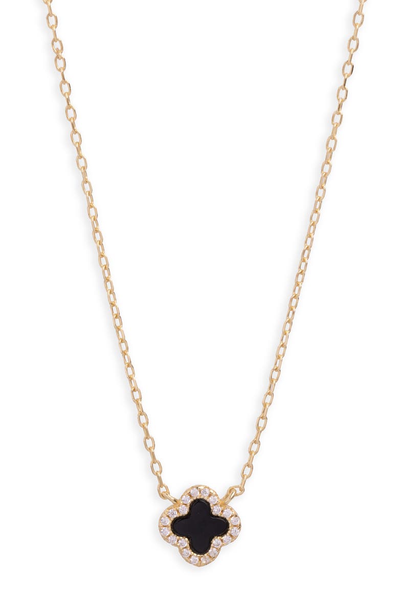 ARGENTO VIVO Black Onyx Clover Pendant Necklace, Main, color, Gold