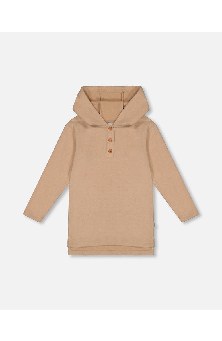 Deux par Deux Little Girl's Hooded Rib Tunic Beige, Main, color, 
