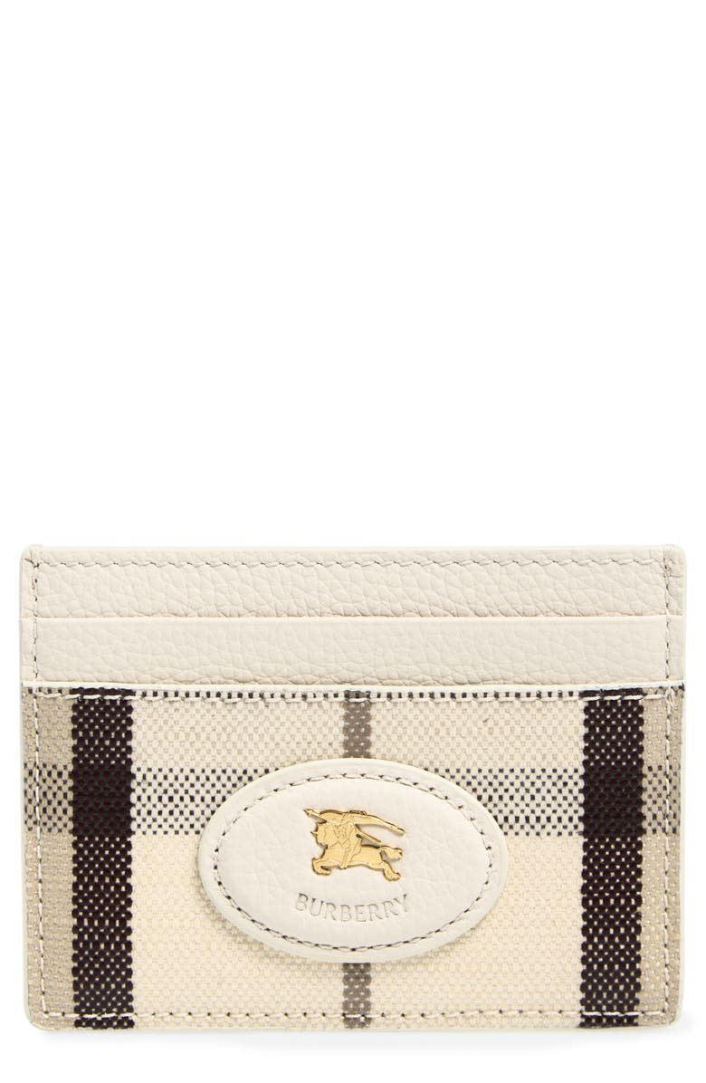 Burberry Highlands Check Mixed Media Card Case, Main, color, Light Beige