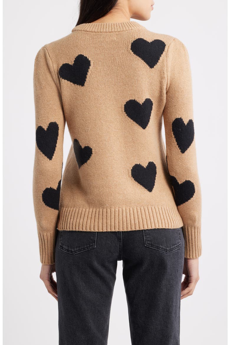 Intarsia Heart Sweater, Alternate, color, TAN CAMEL HEATHER- BLACK HEART