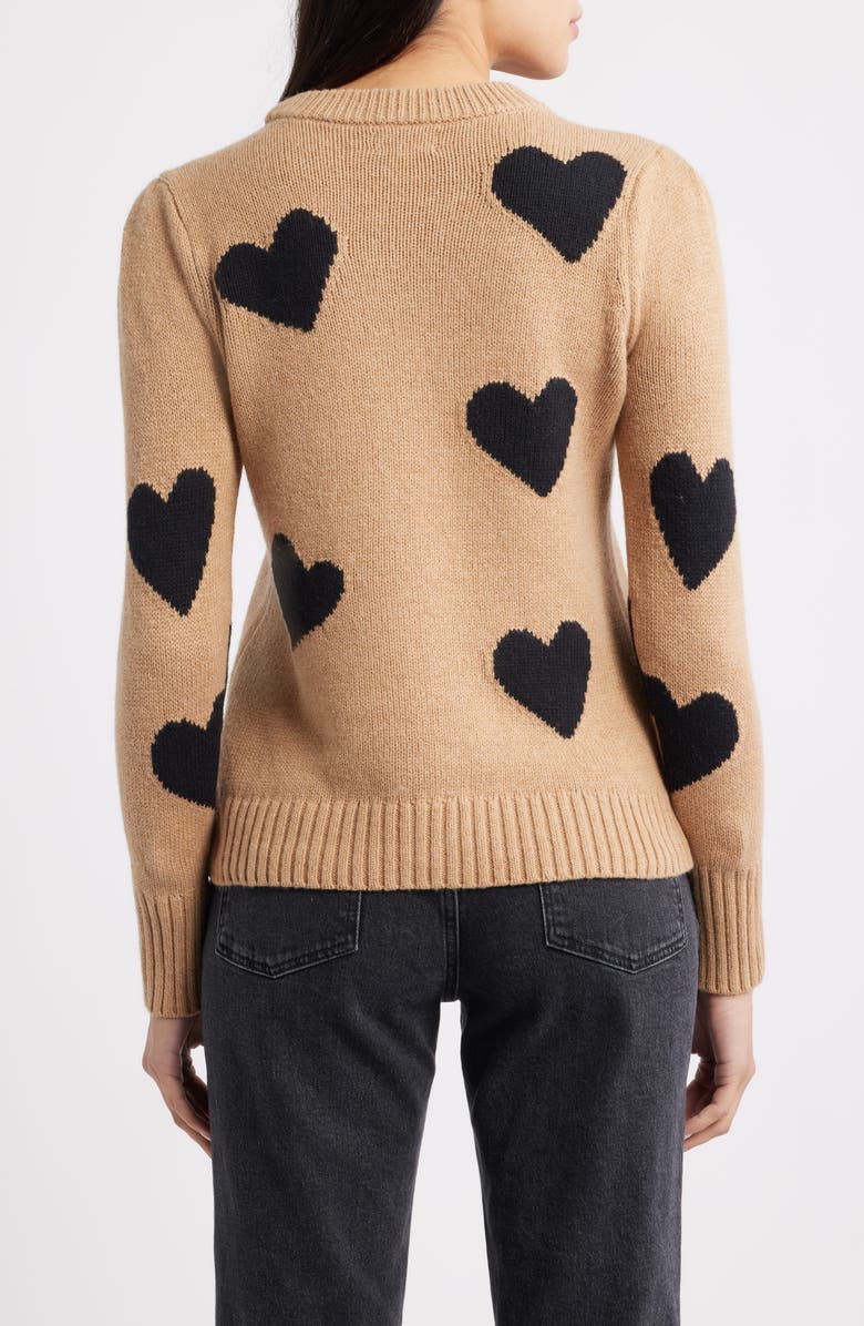 Caslon<sup>®</sup> Intarsia Heart Sweater, Alternate, color, Tan Camel Heather- Black Heart
