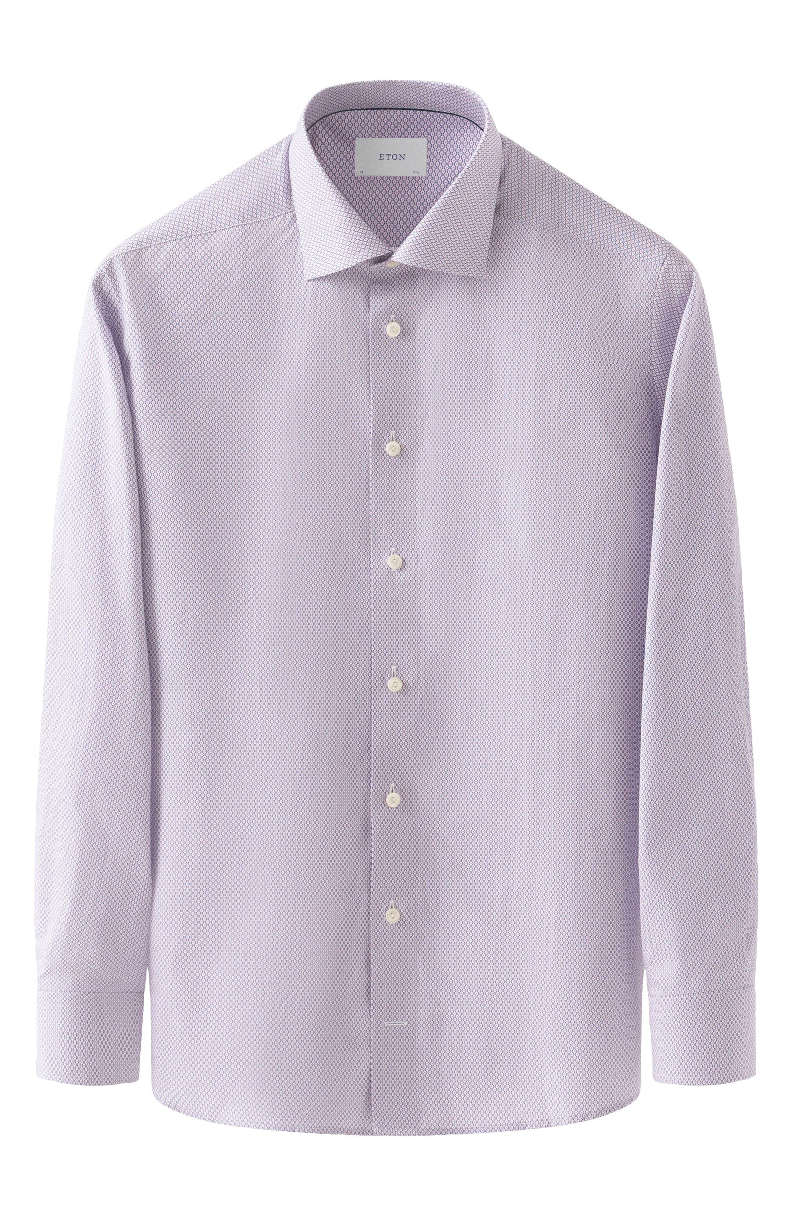 Slim Fit Geometric Print Cotton Dress Shirt