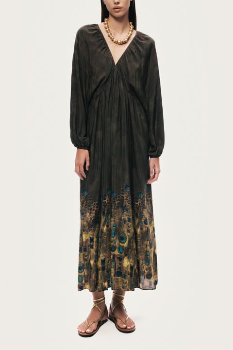 Printed Long Sleeve Maxi Dress