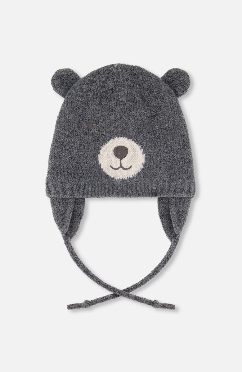 Deux par Deux Lined Knit Hat with Ears, Main, color, Gray