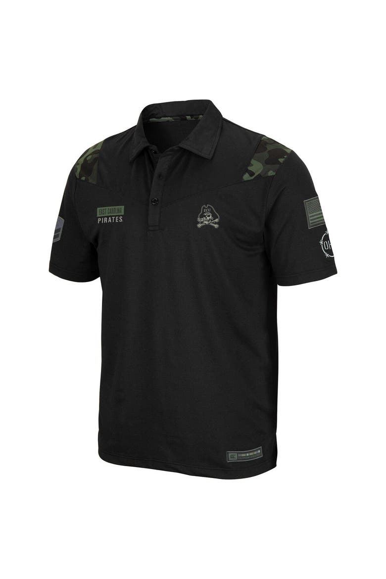 Men's Colosseum Black ECU Pirates OHT Military Appreciation Sierra Polo, Alternate, color, Black