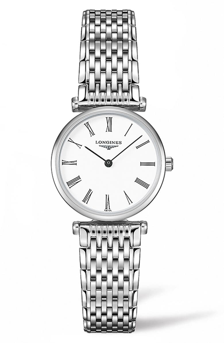 Longines La Grande Classique de Longines Bracelet Watch, 24mm, Main, color, Silver/ White/ Silver