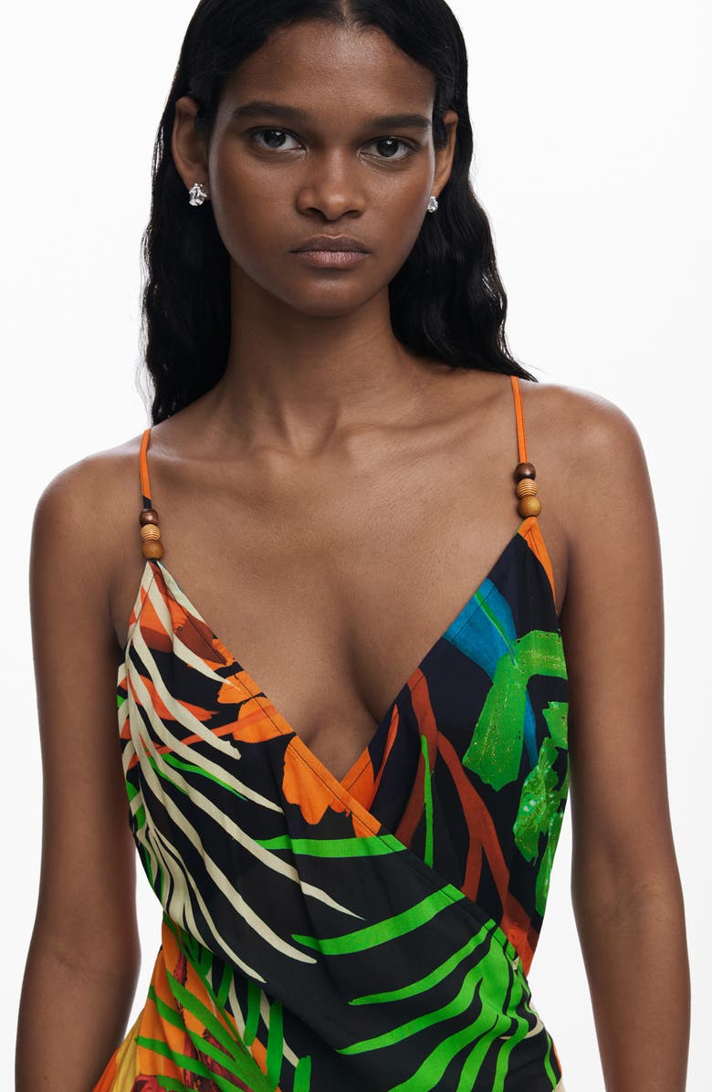 Desigual Fitted Asymmetric Cover-Up Minidress, Alternate, color, Black