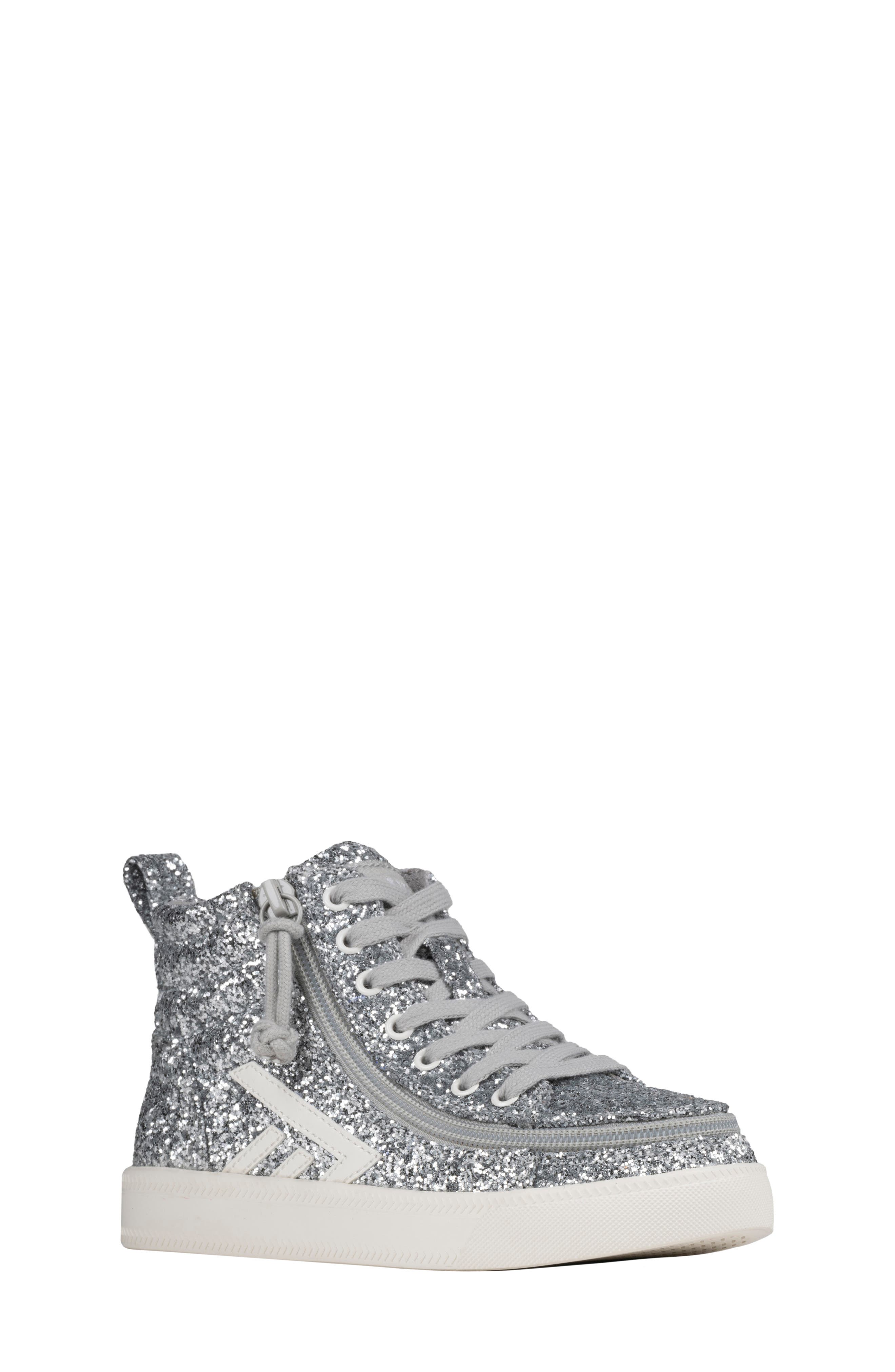 BILLY Footwear Kids
 Wicked Silver Glitz High Top Sneaker, Main, color, Silver Glitz