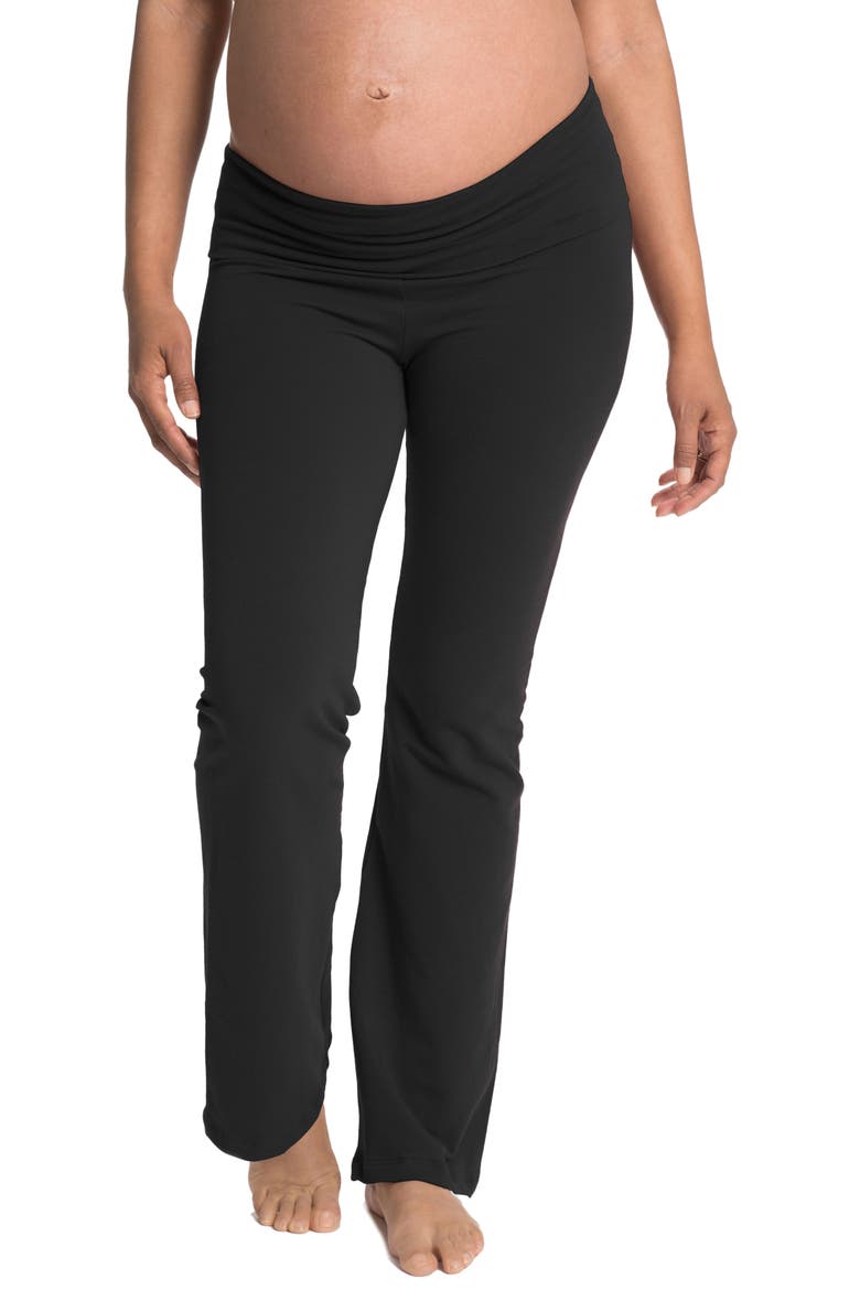 Cozy Wide Leg Foldover Maternity Pants, Main, color, BLACK