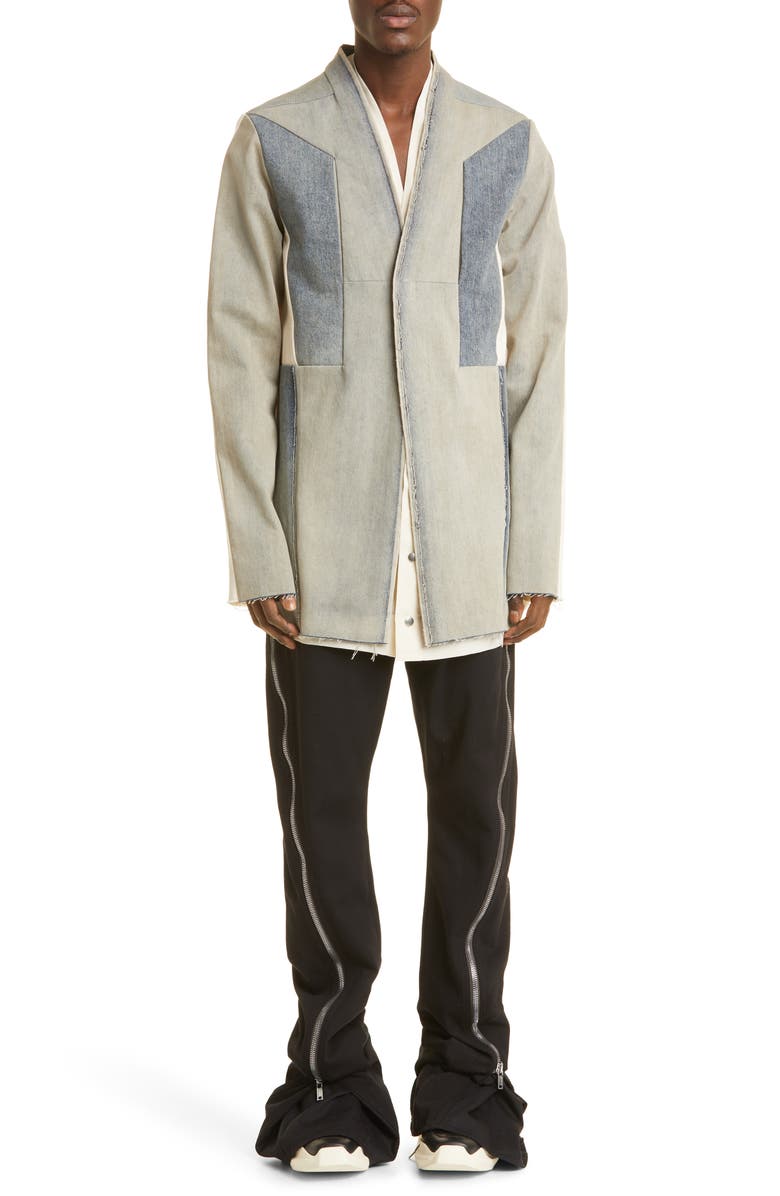 Rick Owens Fogachine Larry Patchwork Denim Shirt, Alternate, color,