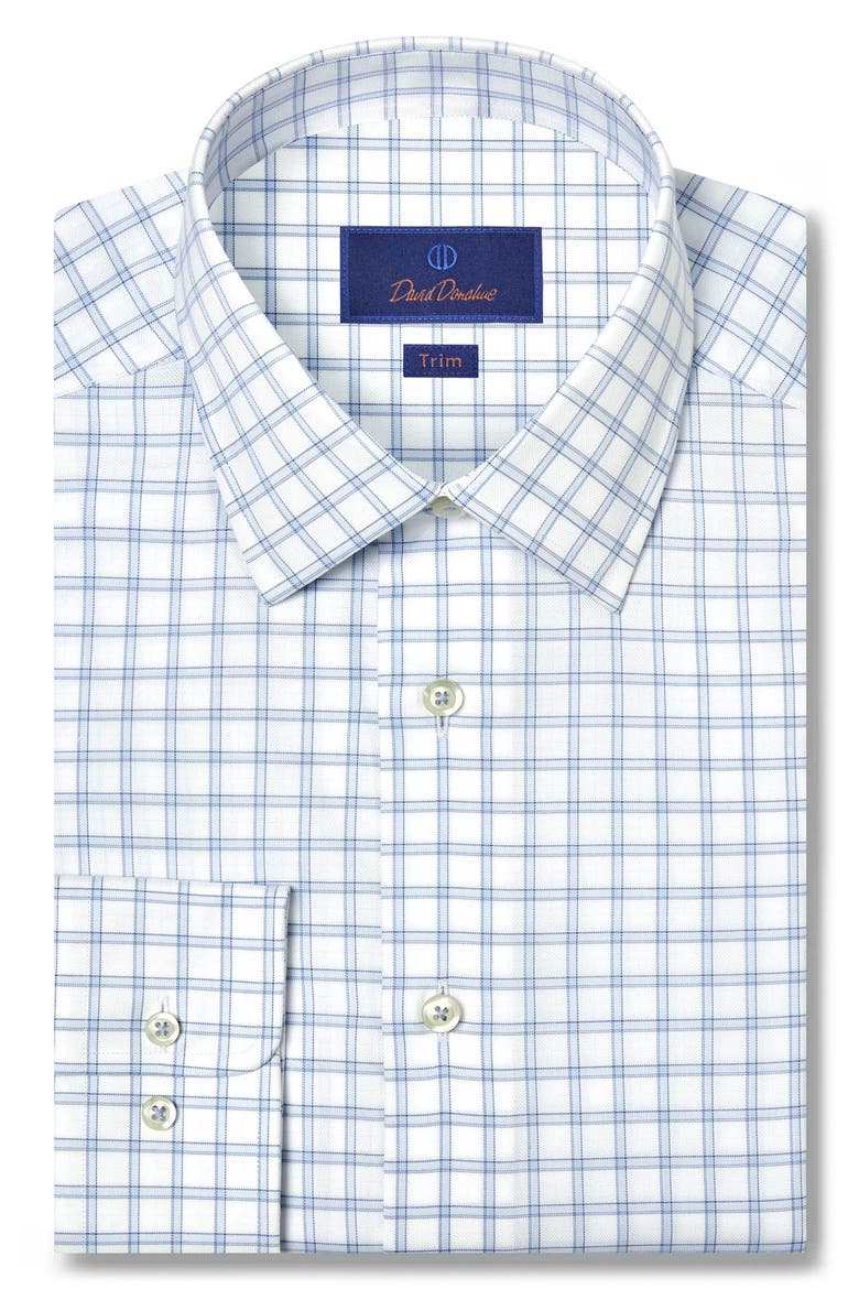 Fit Dobby Check Cotton Dress Shirt, Main, color, WHITE/SKY