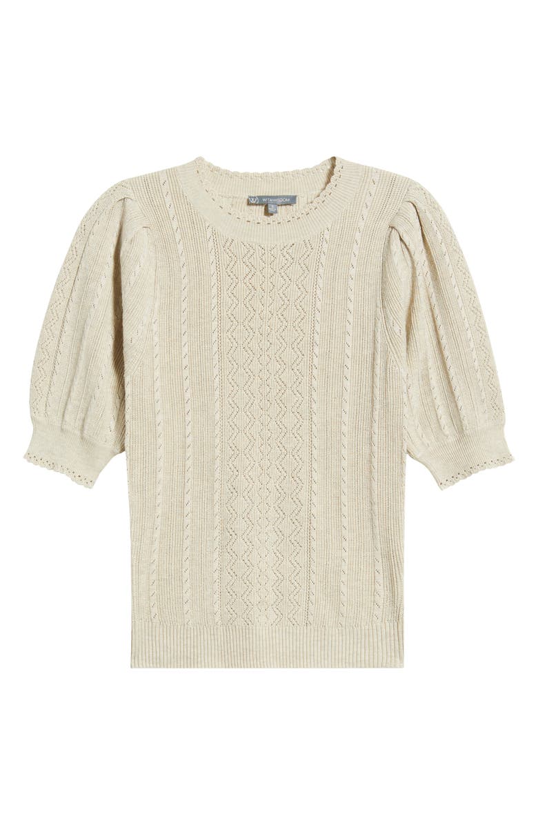 Wit & Wisdom Pointelle Elbow Sleeve Sweater, Alternate, color, Stone