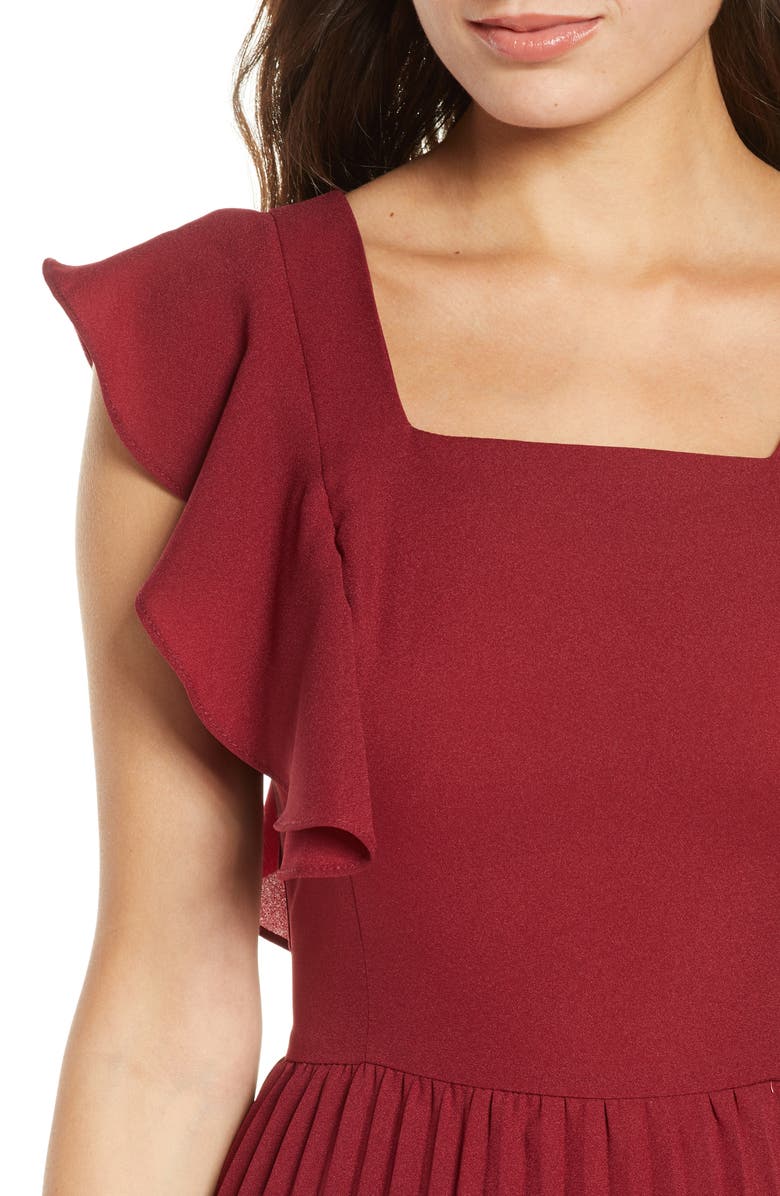 Chi Chi London Ensra Ruffle Sleeve Midi Dress, Alternate, color, 