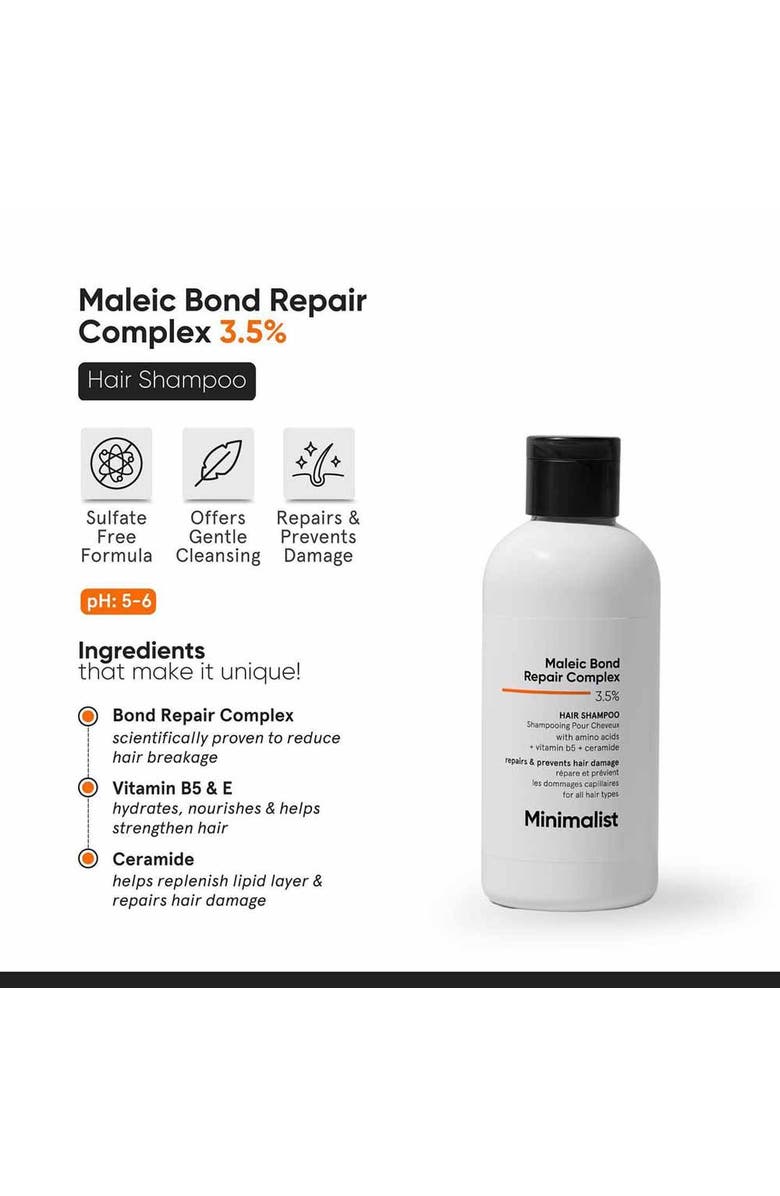 Minimalist Maleic Bond Repair Complex 3.5% Hair Shampoo, Alternate, color, 