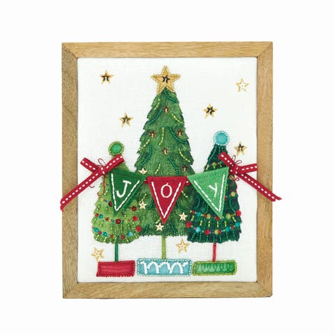 Embellished Joy/Trees Shelf Sitter Block