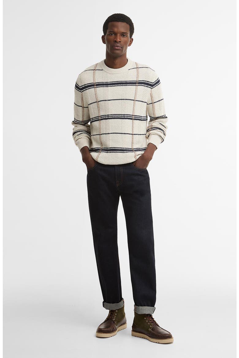 Fasey Cable Tartan Crewneck Sweater, Alternate, color, WHISPER WHITE
