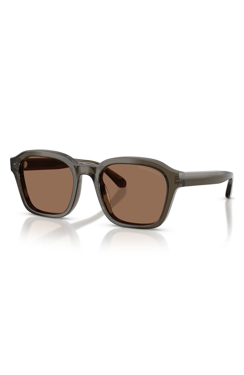 Emporio Armani 54mm Irregular Sunglasses, Alternate, color, Shiny Grey / Dark Brown