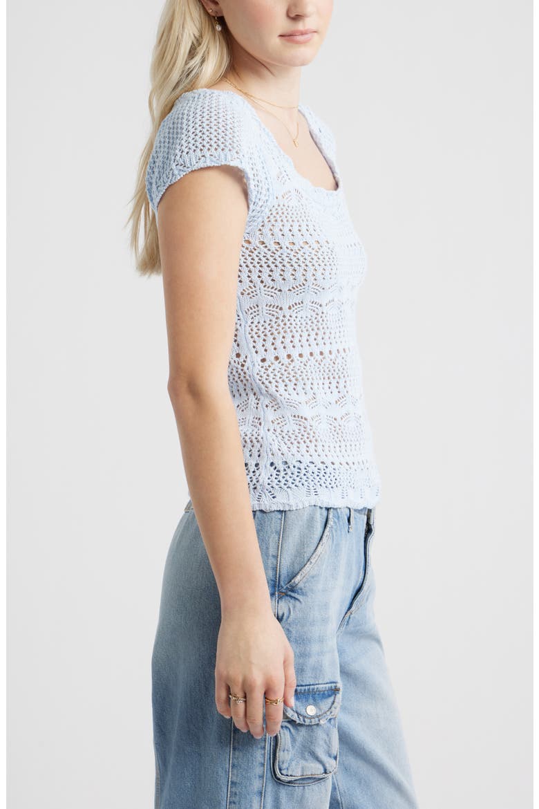 Cotton Pointelle T-Shirt, Alternate, color, BLUE BIRD