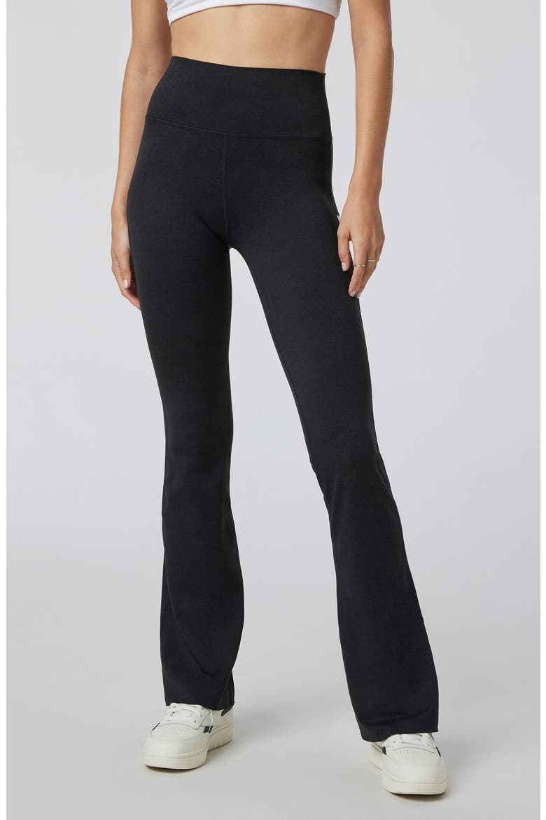 Halo Slim Flare Leggings, Main, color, BLACK HEATHER