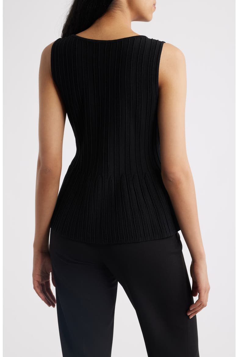 Rib Peplum Tank, Alternate, color, ANNE BLACK