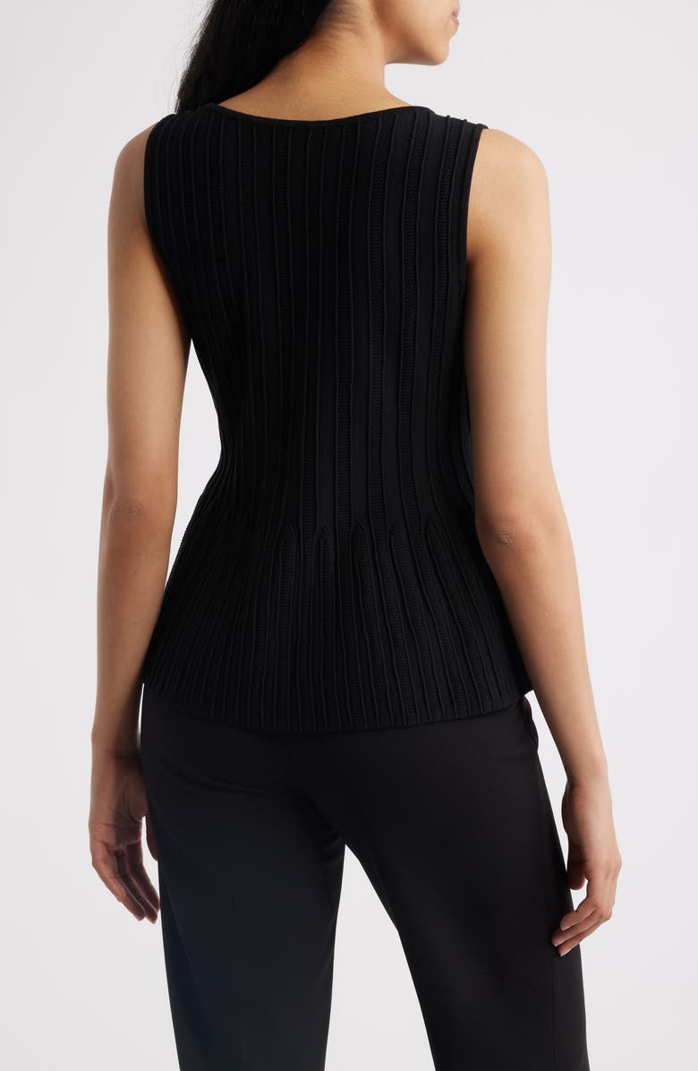 Anne Klein Rib Peplum Tank, Alternate, color, Anne Black