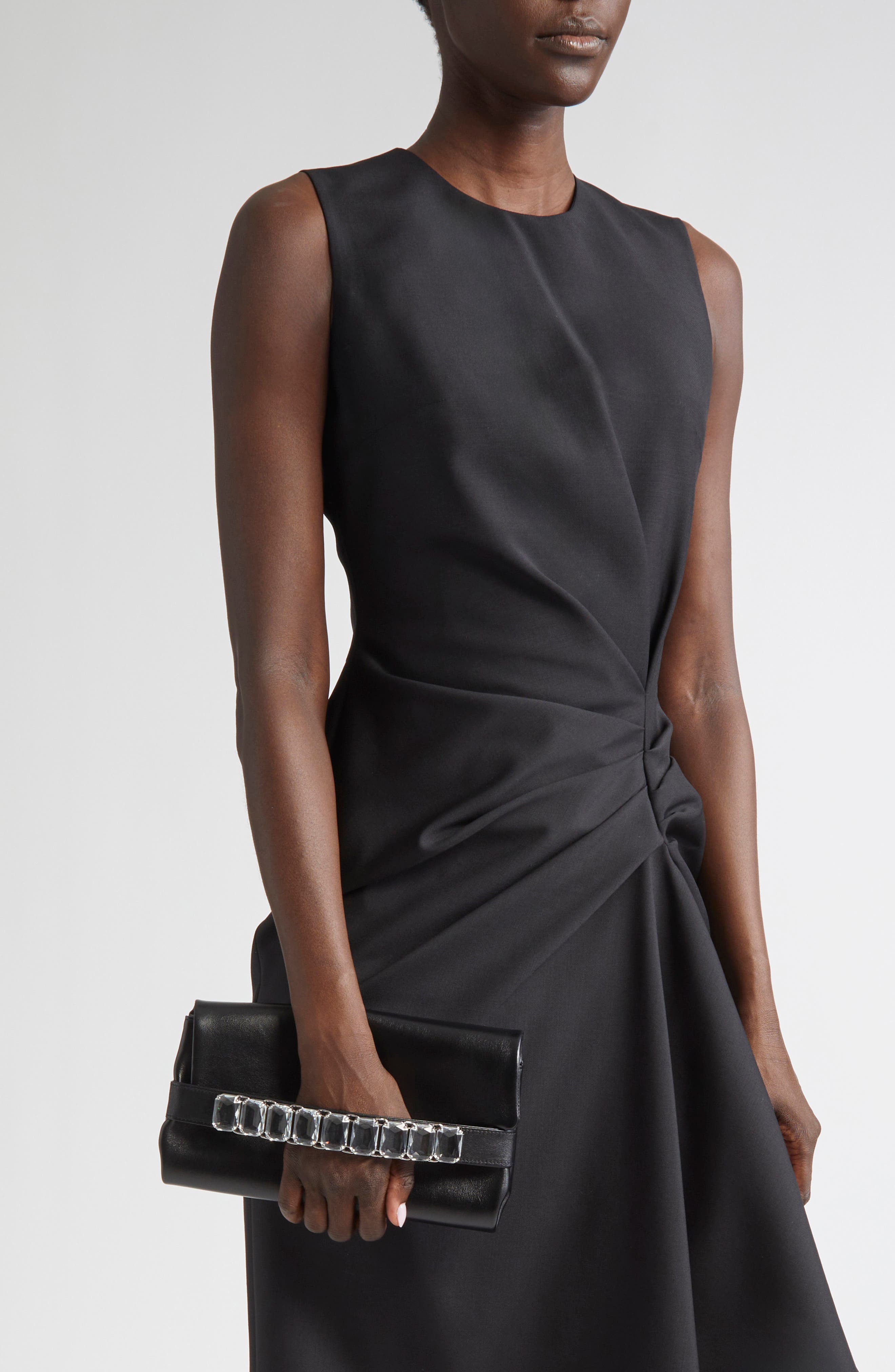 Jimmy Choo Kya Crystal Embellished Leather Clutch, Alternate, color, 