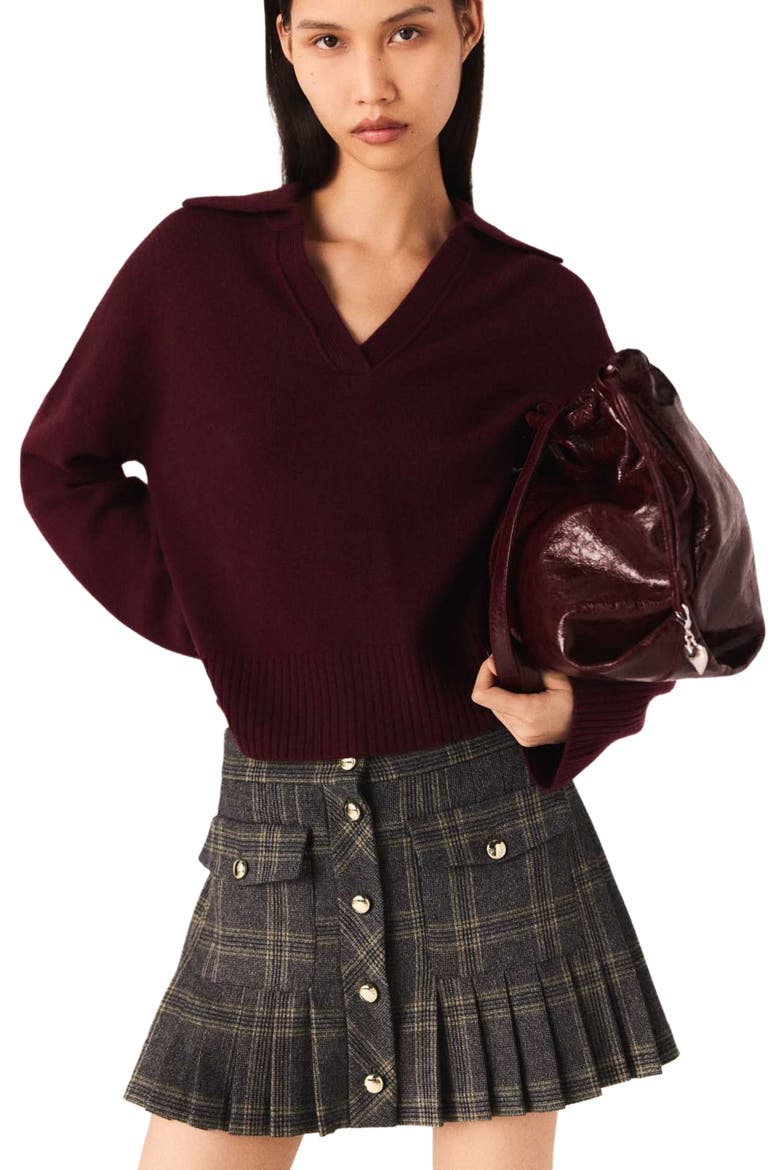 Short pleated checked skirt, Main, color, Grey