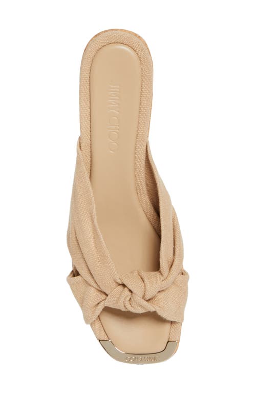 Jimmy Choo Avenue Wedge Slide Sandal In Ballet Pink Linen