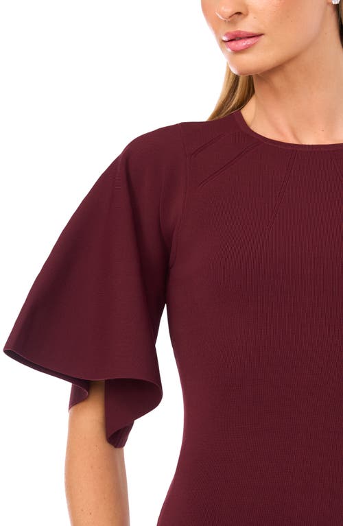 Ted Baker Flare Sleeve Midi Dress In Burgundy