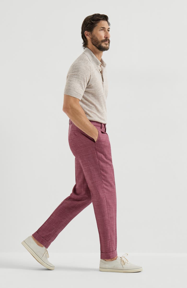 Brunello Cucinelli Hopsack trousers, Alternate, color, Coral