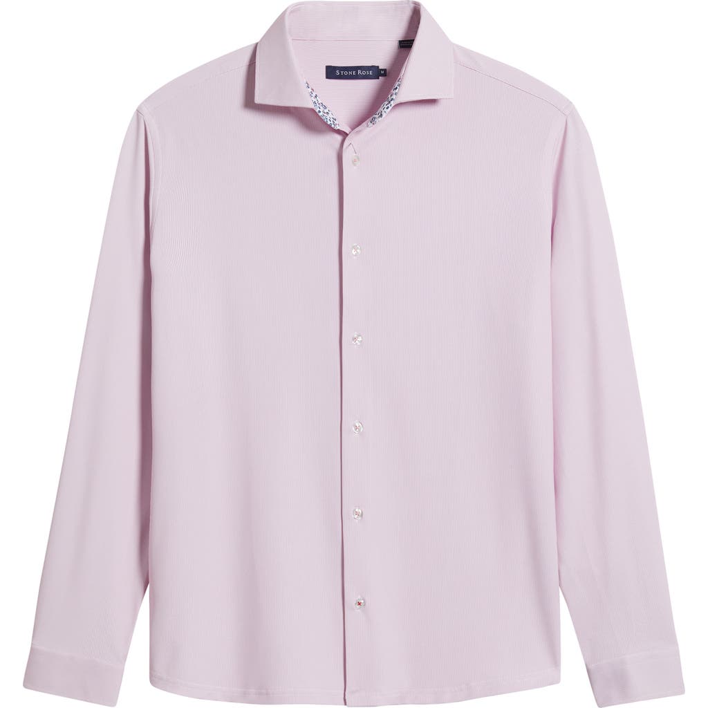 Stone Rose Techno Stretch Solid Performance Button-up Shirt In Med Pink
