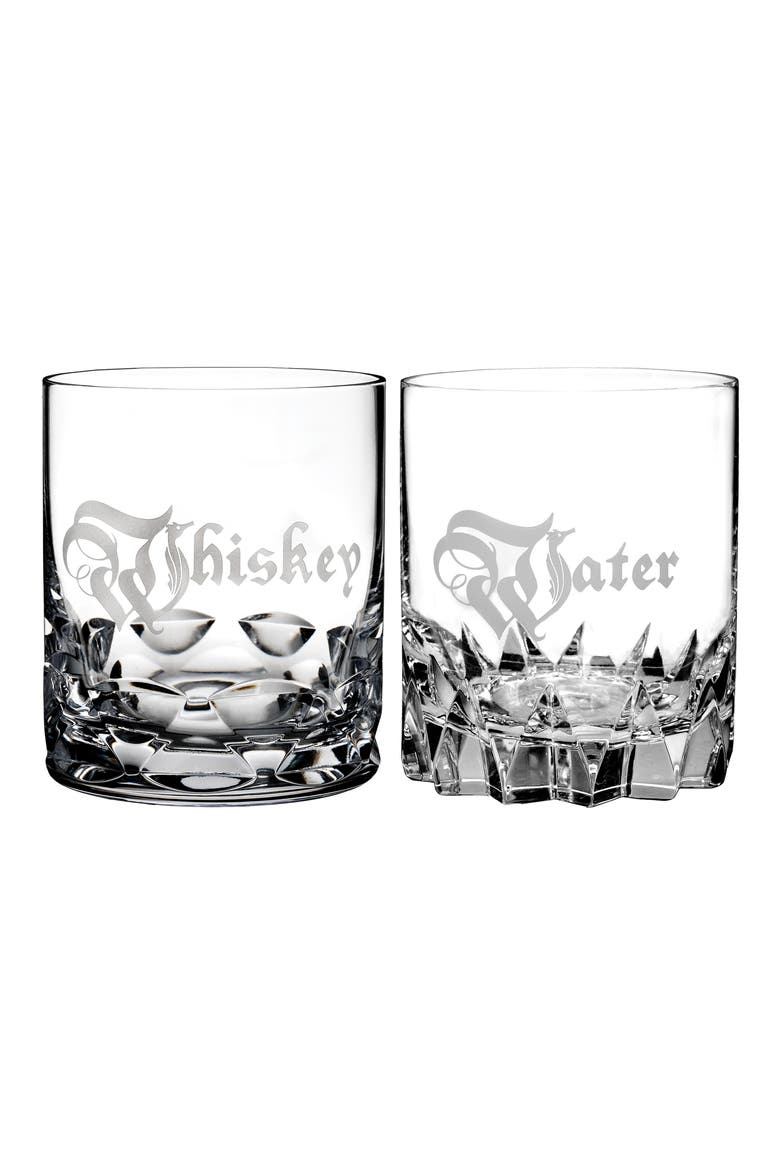 Short Stories Whiskey & Water Set of 2 Lead Crystal Double Old Fashioned Glasses, Main, color, CRYSTAL