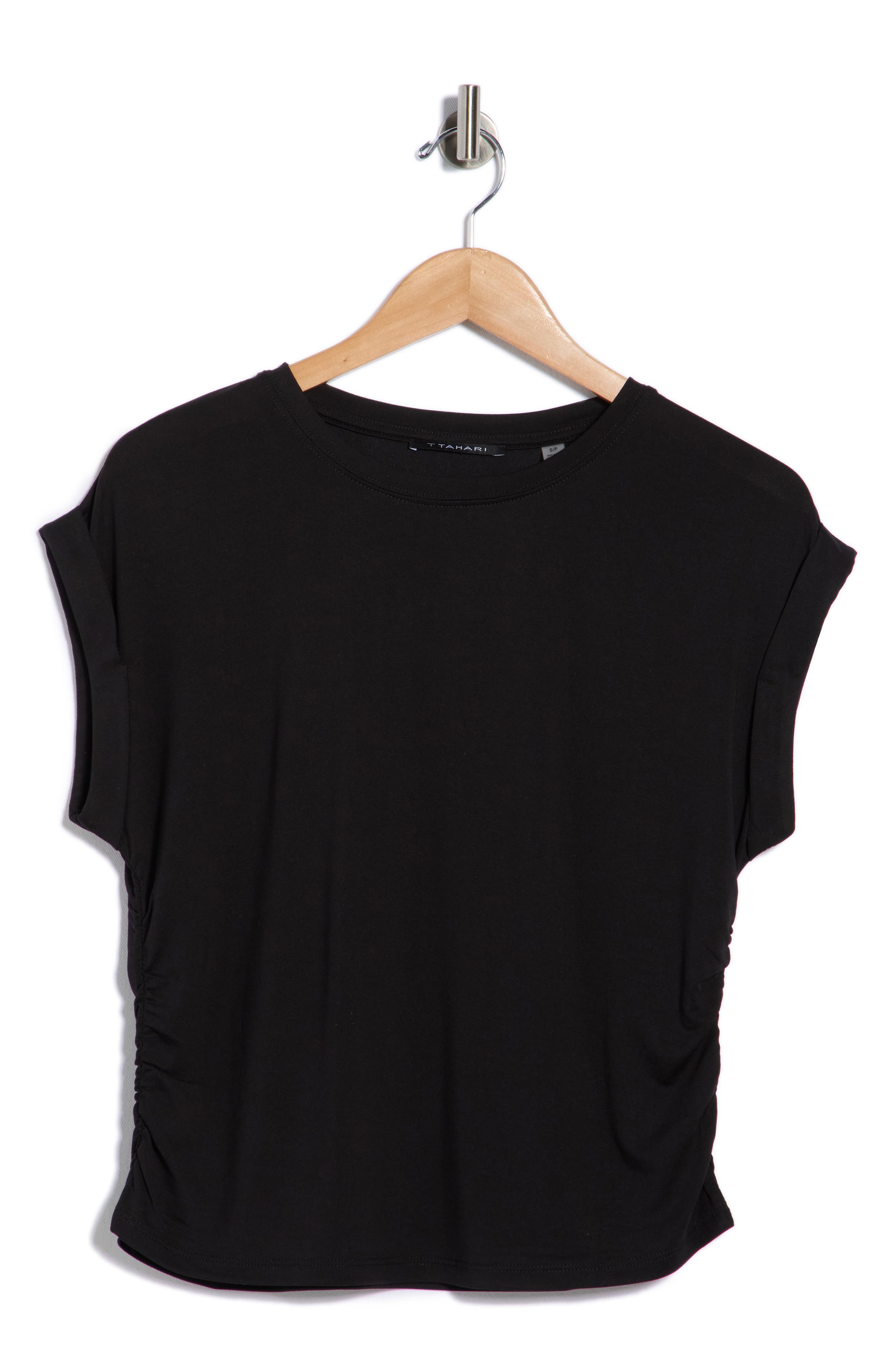 T Tahari Cuffed Short Sleeve Ruched T-Shirt