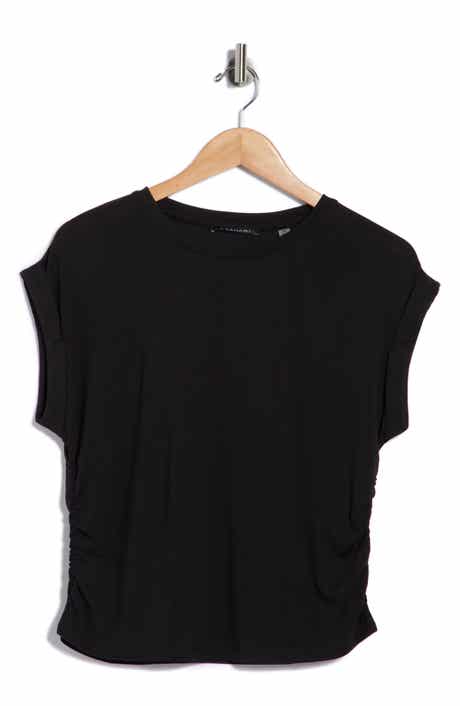 T Tahari Cuffed Short Sleeve Ruched T-Shirt