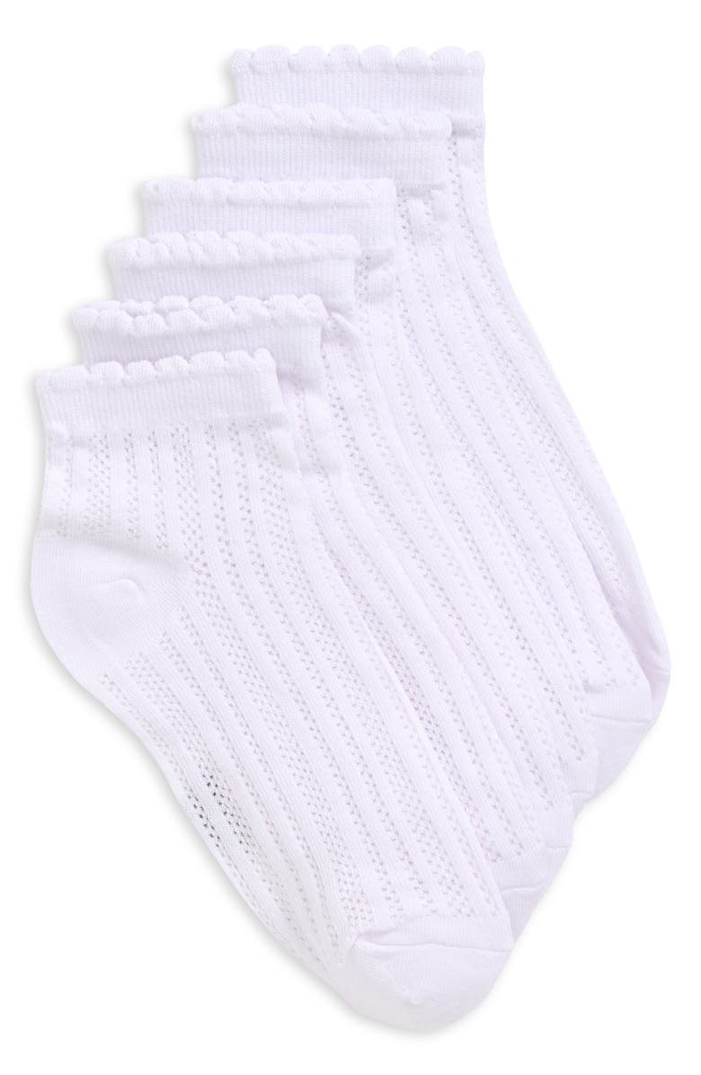 Stems Lace Knit 3-Pack Ankle Socks, Main, color, White