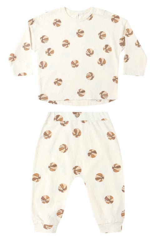 Rylee + Cru Ball Print Long Sleeve Shirt & Pants Set In Neutral