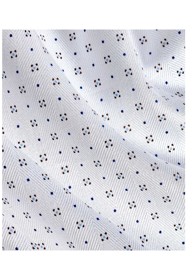 Regular Fit Neat Print Cotton Herringbone Dress Shirt, Alternate, color, WHITE/ CHOCOLATE