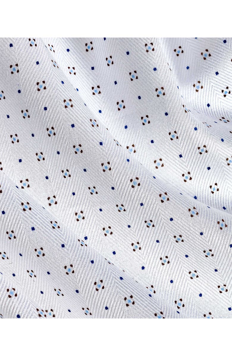 David Donahue Regular Fit Neat Print Cotton Herringbone Dress Shirt, Alternate, color, White/ Chocolate