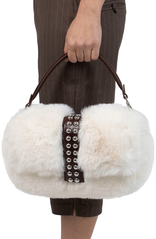 Jeffrey Campbell Furreal Faux Fur Handbag In Cream Brown Combo