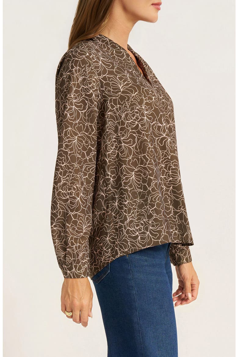 Kensal Floral Print V-Neck Long Sleeve Top, Alternate, color, MOSS/ BLUSH