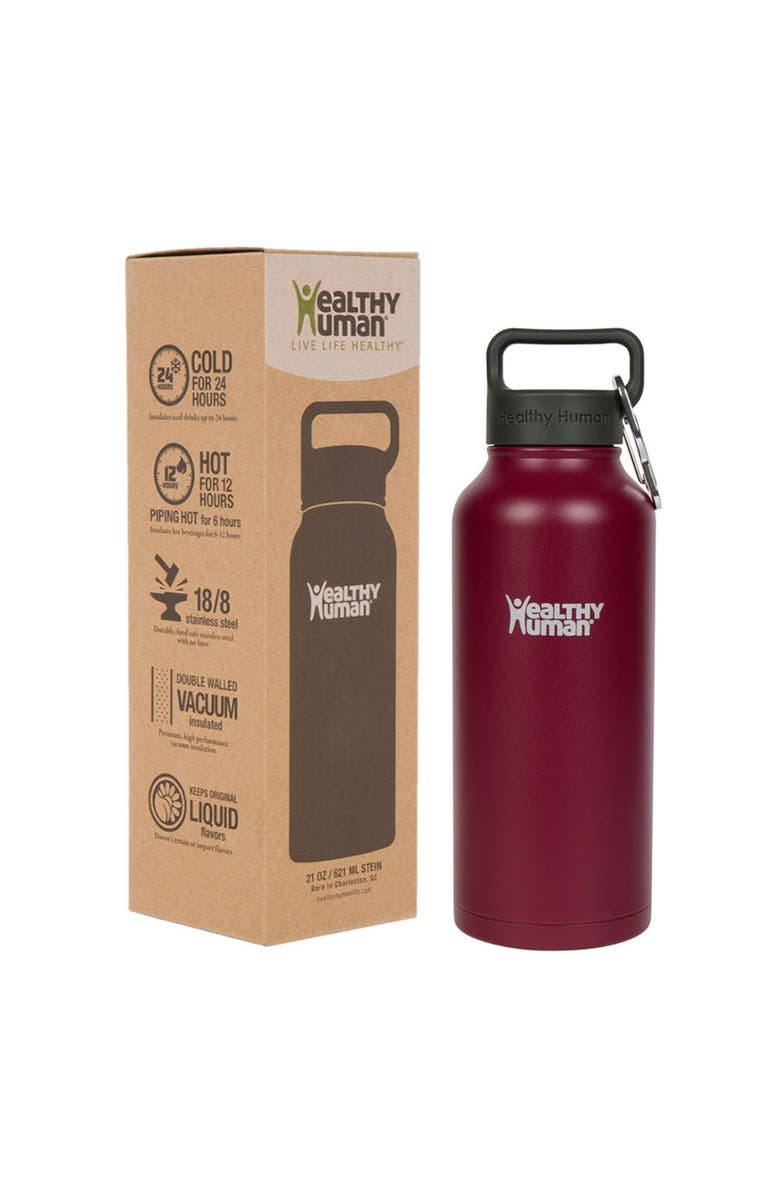 Healthy Human Stainless Steel Water Bottle Double Walled, Alternate, color, Red
