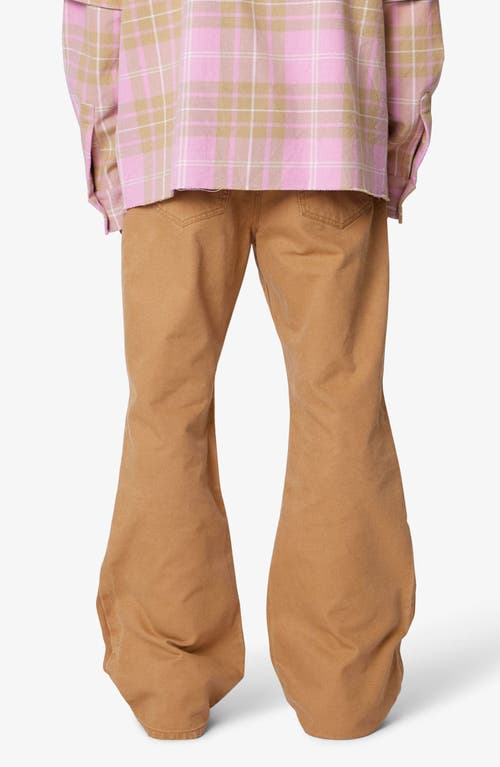 Mnml Iron Cross Baggy Flared Cotton Canvas Pants In Brown